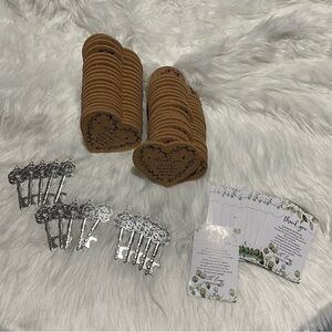 Heart-Shaped Brown Coasters with Silver Key Bottle Openers